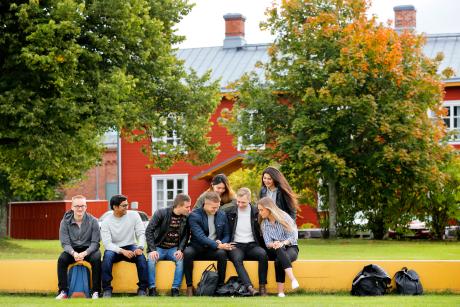 Students sitting on campus