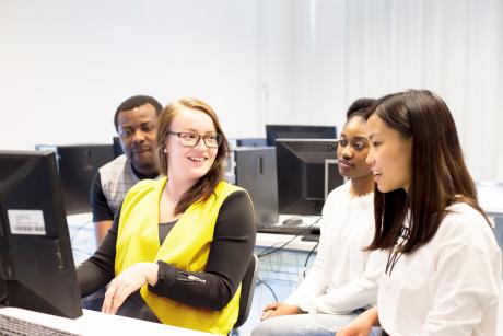 Group work between four students