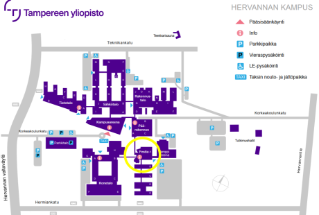 Hervannan kampuskartta, Festia ympyröity